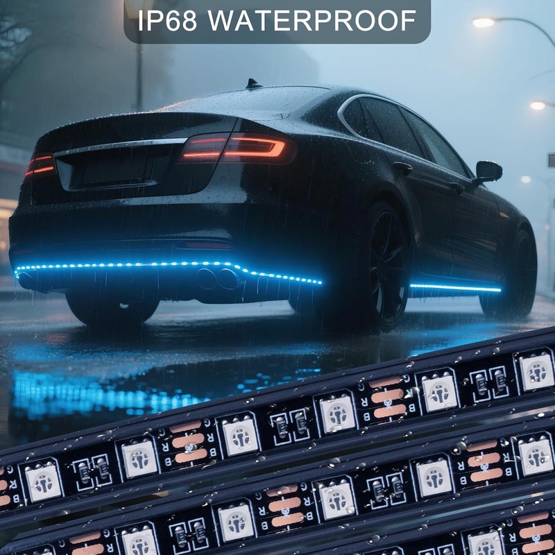 Ligrel Underglow LED Lights for Cars - 4PCS RGB Neon Light Kit with 252 LEDs, Bluetooth APP Control, 8 Colors/Music Sync, Waterproof PVC Strips for Cars, Trucks, SUVs - Image 4